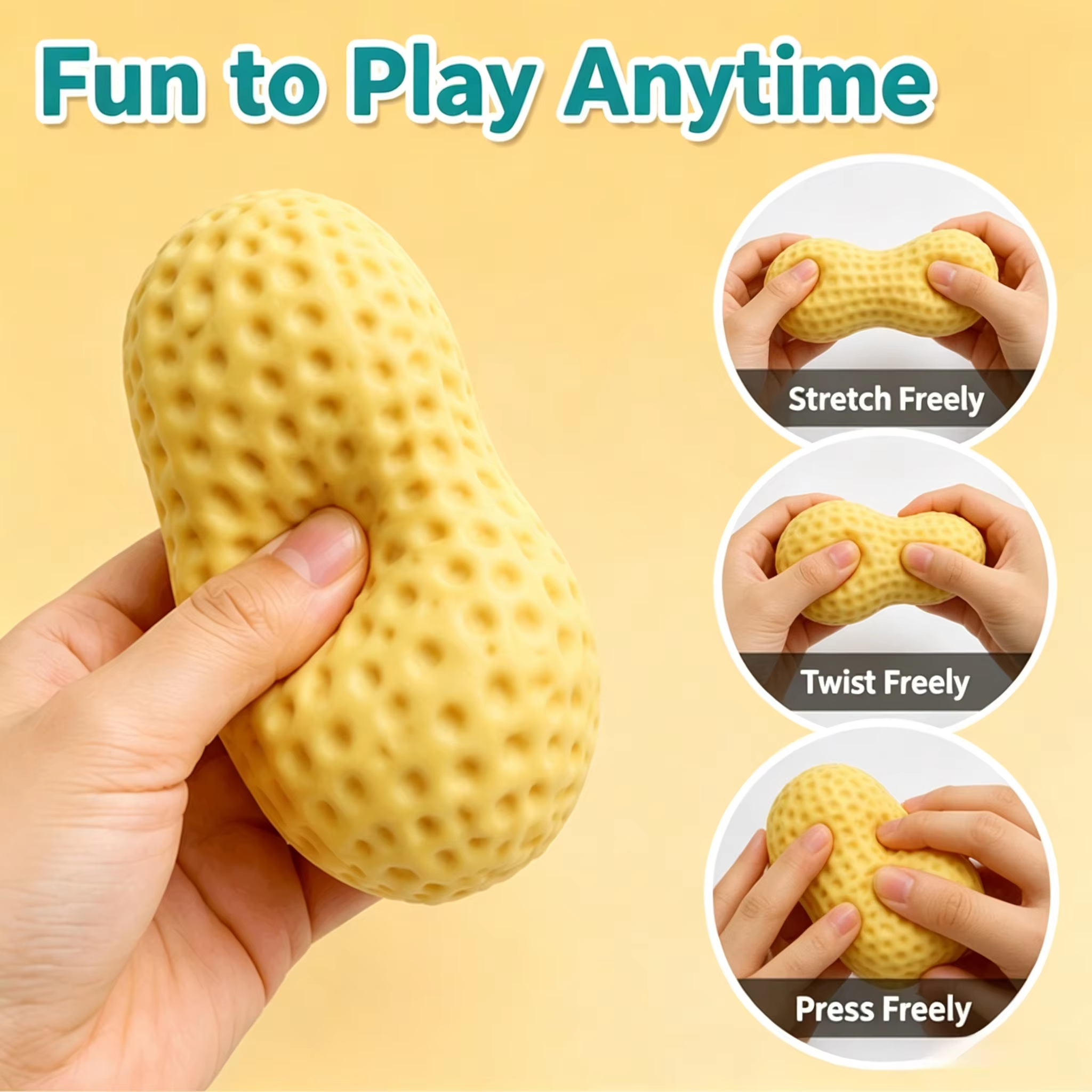 Peanut Squishy Fidget Toy – Stretch & Squeeze Stress Reliever