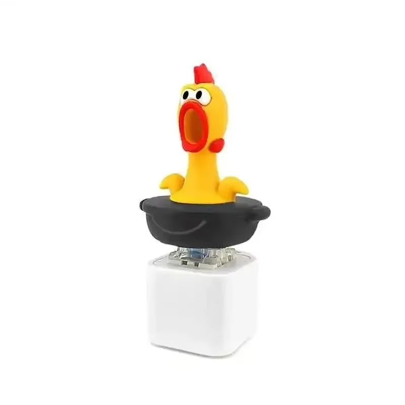 Fun Seagull Shaped Stress Relief Push Button Fidget Toy Keychain, Novelty Cute Desk Ornament for Office, Small Gift