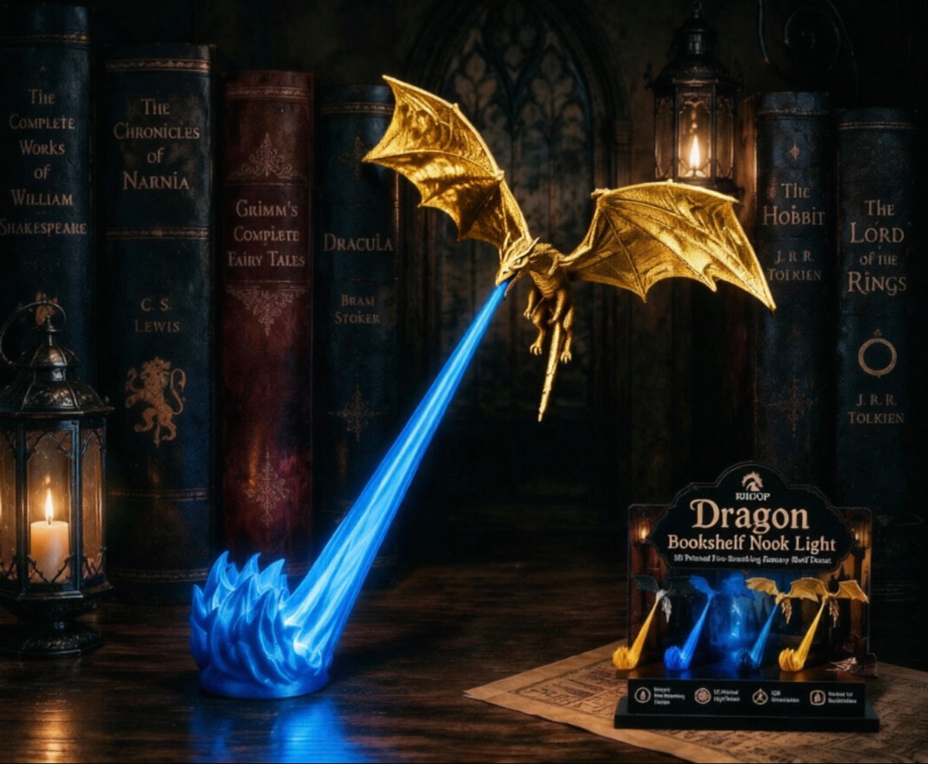 Dragon spitting flames desktop ornament