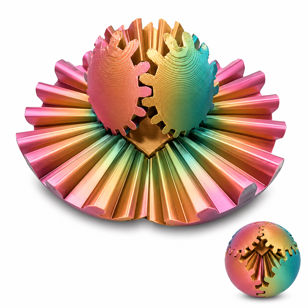 3D Printed Transforming Gear Ball – Interactive Fidget & Stress Relief Toy