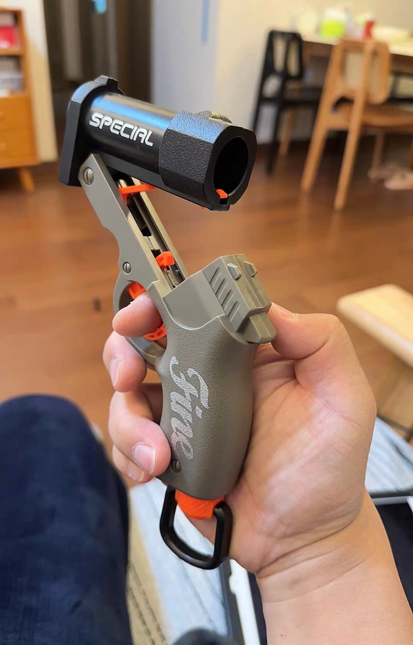 Science fiction style hand cannon launcher