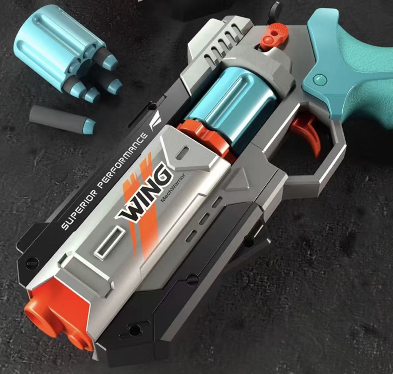 Mechanical armor style science fiction revolver Apex