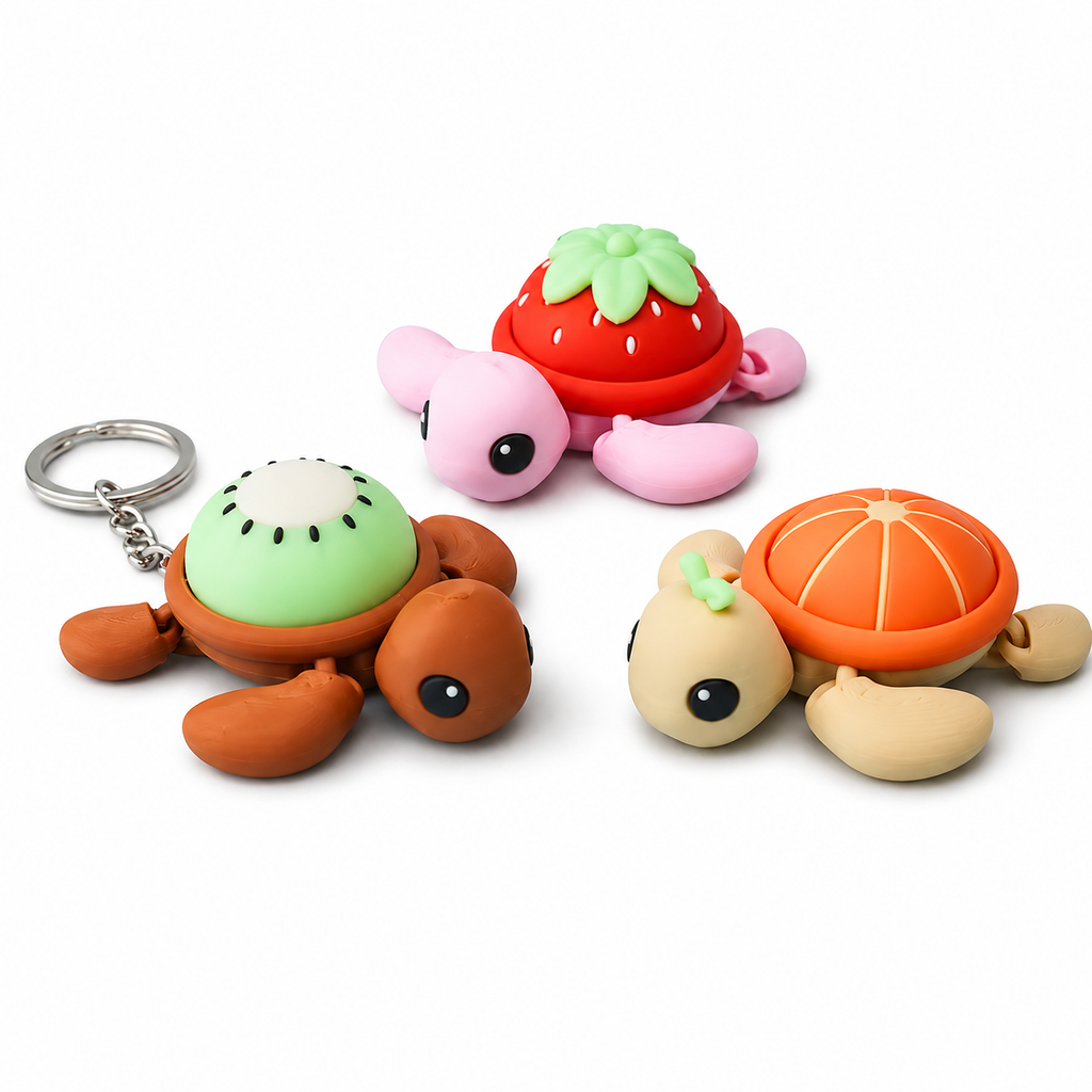 Fruit Turtle Clicker Fidget Keychain – Cute Stress Relief Pocket Toy