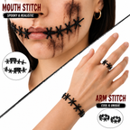 Halloween Faux Stitch Accessories – Mouth, Arm & Finger Horror Costume Decor