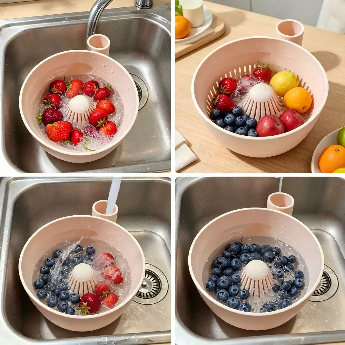 Creative style kitchen fruit cleaning and draining bowl
