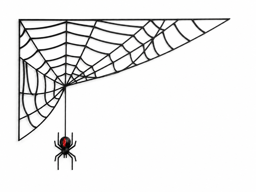 Halloween Spider Web Corner Decor – Black Hanging Spider Wall Decoration