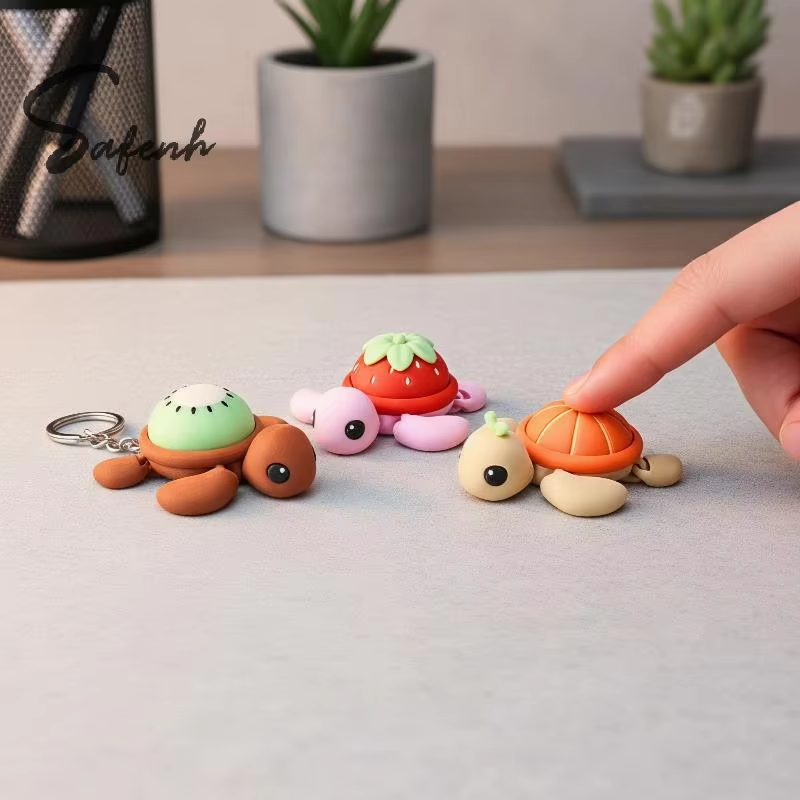 Fruit Turtle Clicker Fidget Keychain – Cute Stress Relief Pocket Toy