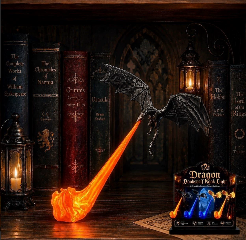 Dragon spitting flames desktop ornament