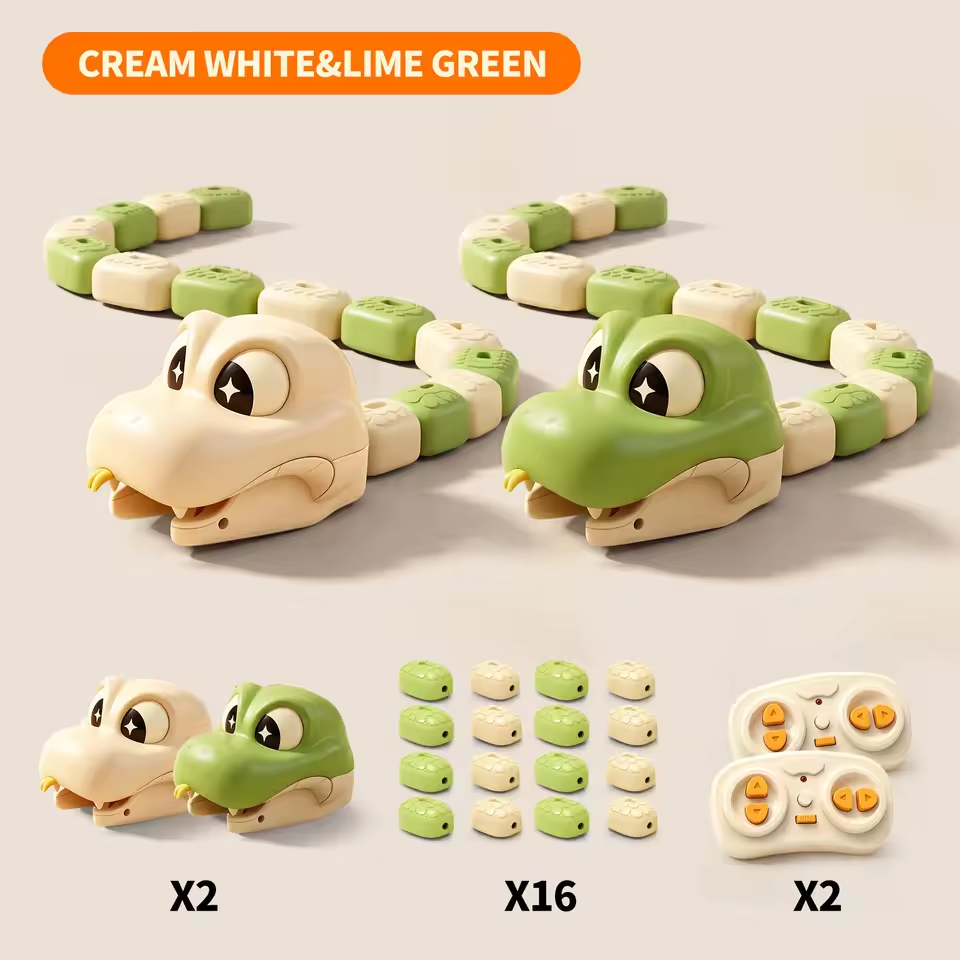 RC Toy Magnetic Eating Snake Remote Control Car Toy Dual Player Battle Rechargeable Flash Car Game Party Interactive Toys Gift