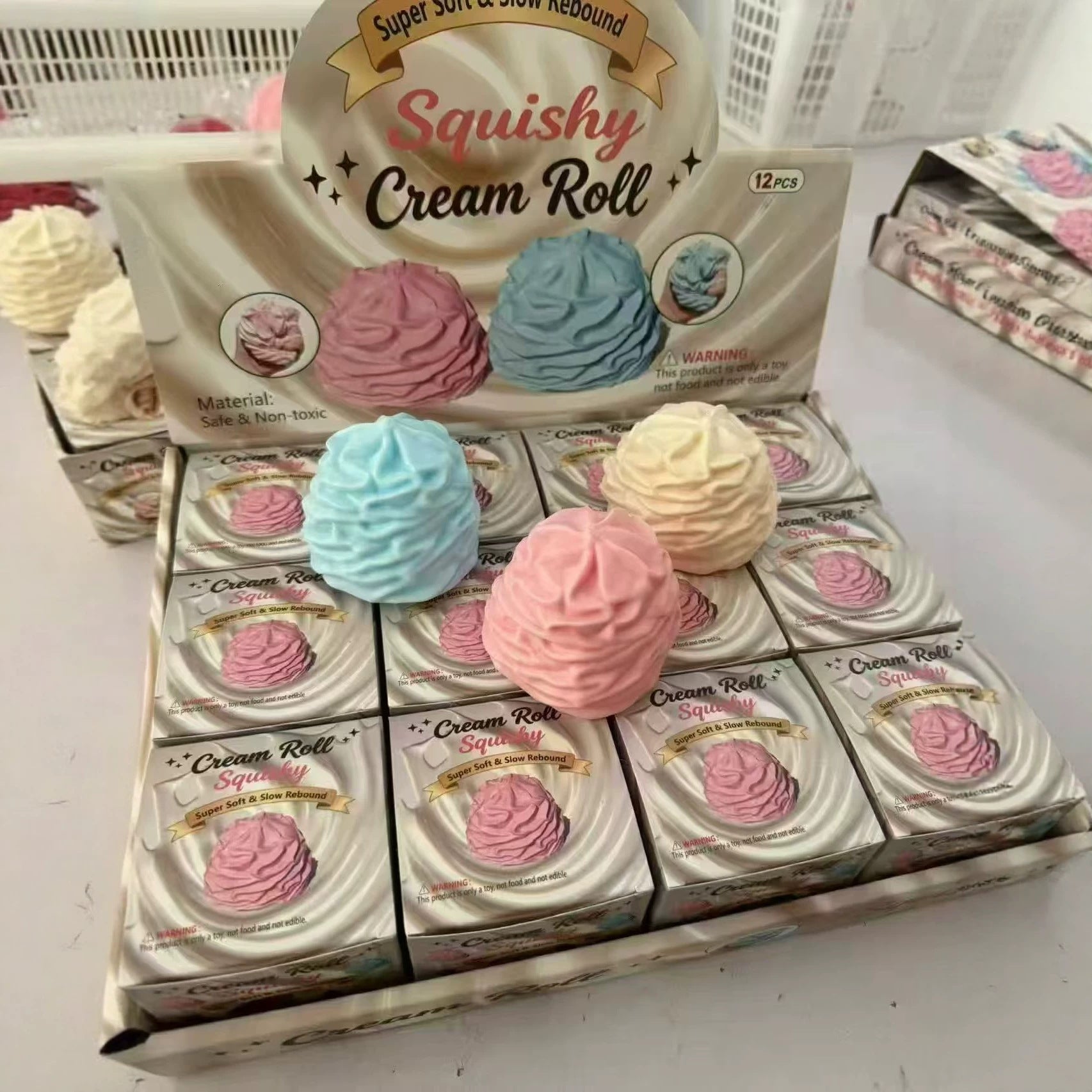 Fluffy Cream Shape Press-and-Play Stress Relief Toy