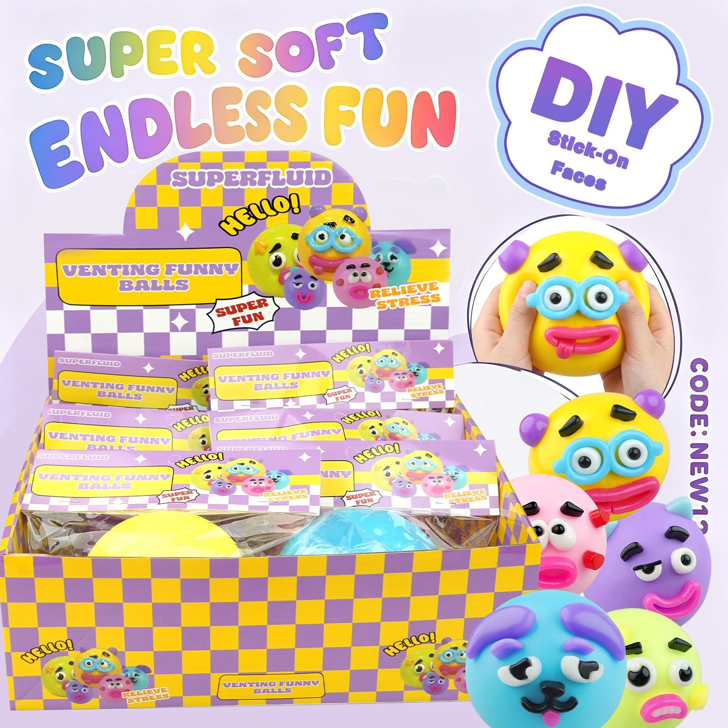 Funny dog expression stress-relieving squeeze-and-joy toy