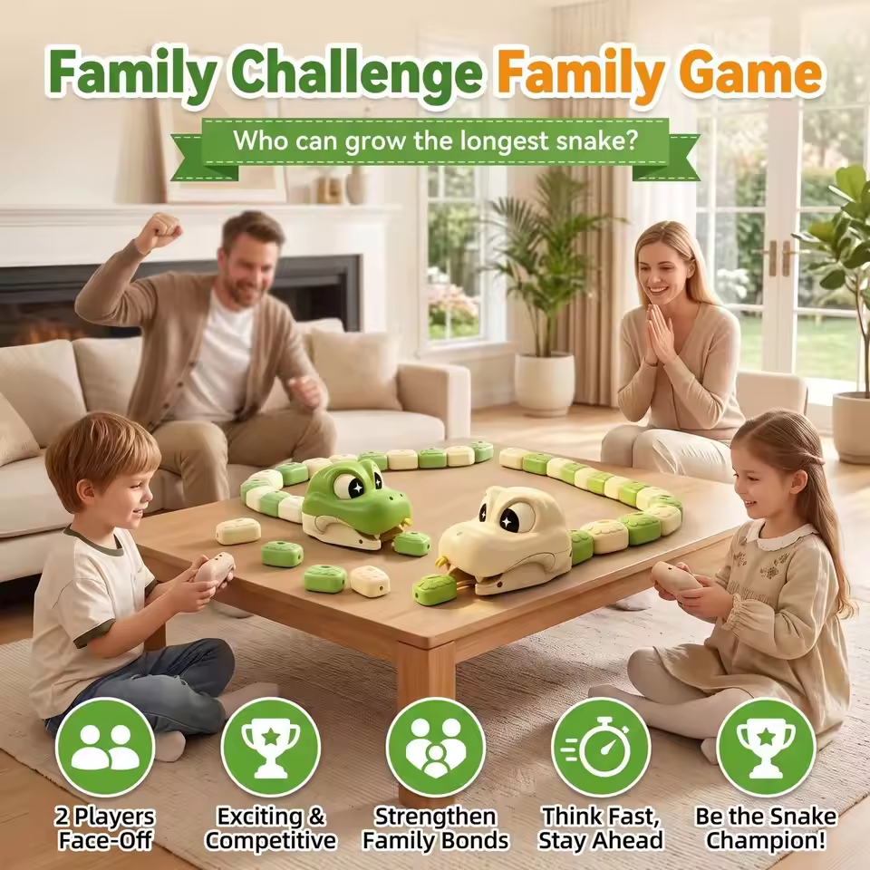 RC Toy Magnetic Eating Snake Remote Control Car Toy Dual Player Battle Rechargeable Flash Car Game Party Interactive Toys Gift