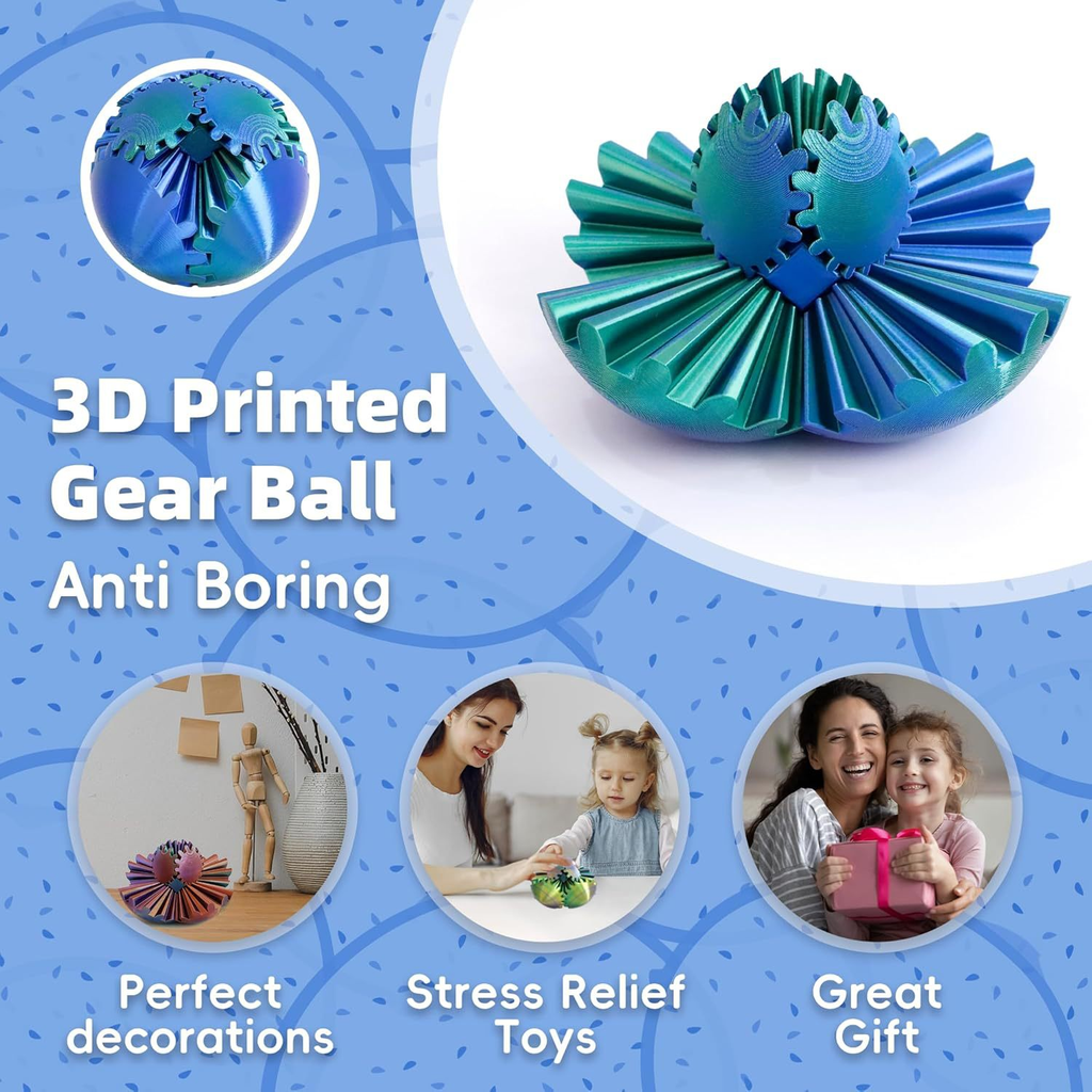 3D Printed Transforming Gear Ball – Interactive Fidget & Stress Relief Toy
