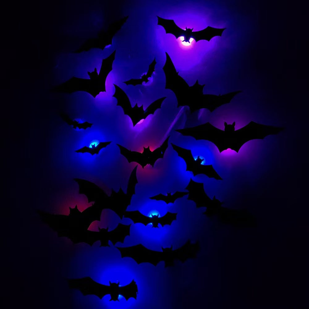 Halloween-style bat-shaped LED light wall sticker