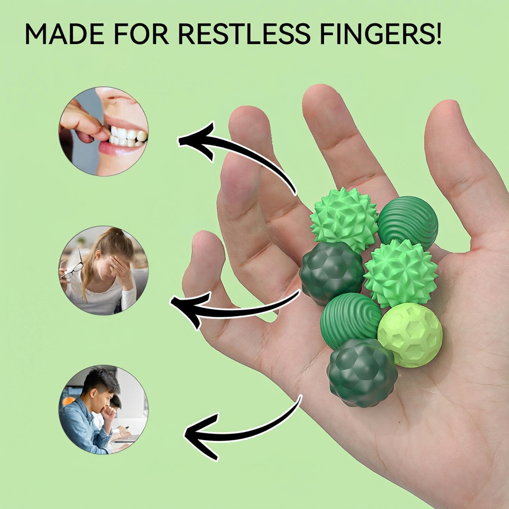 Magnetic Sensory Fidget Balls – Textured Pocket Fidget Toy with Carrying Case