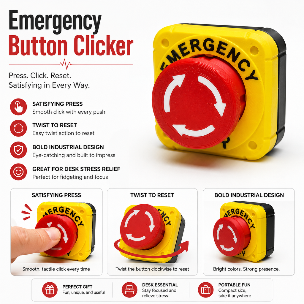 Emergency Button Clicker Fidget Toy – Press & Twist Stress Relief Desk Toy