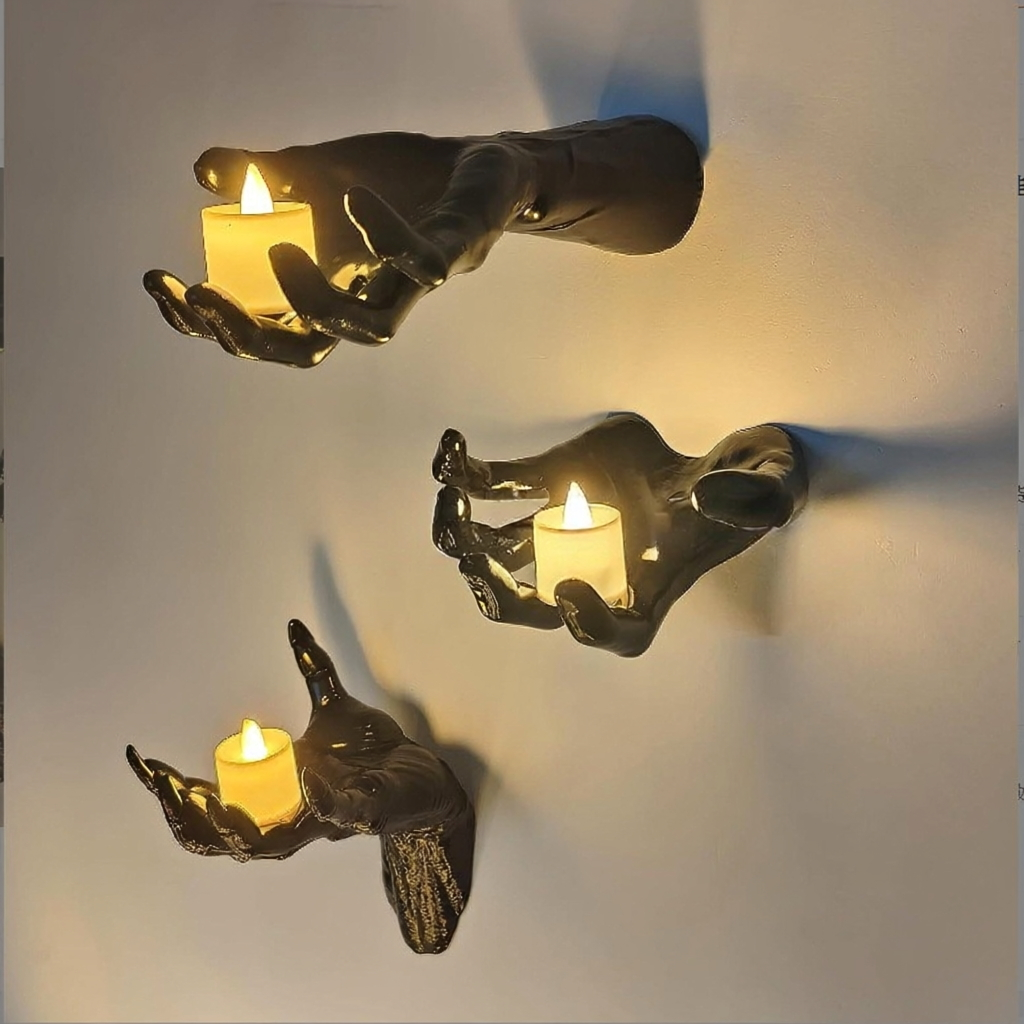 Halloween decorations, wall mounted creepy hands, life-size horror hands for gothic wall decoration to place candles