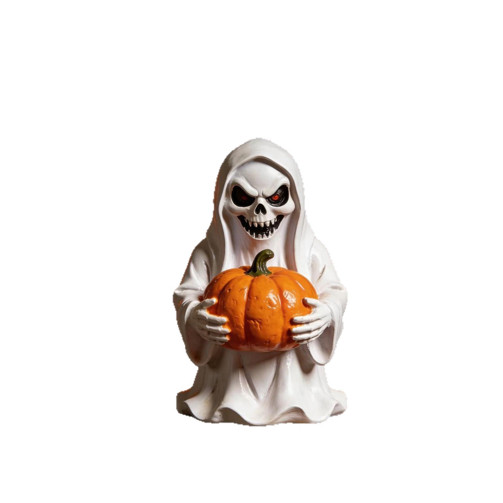 Halloween-style pumpkin skull figurine