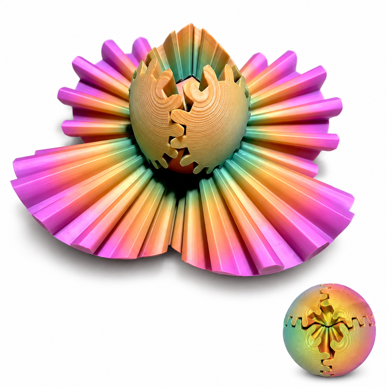 3D Printed Transforming Gear Ball – Interactive Fidget & Stress Relief Toy