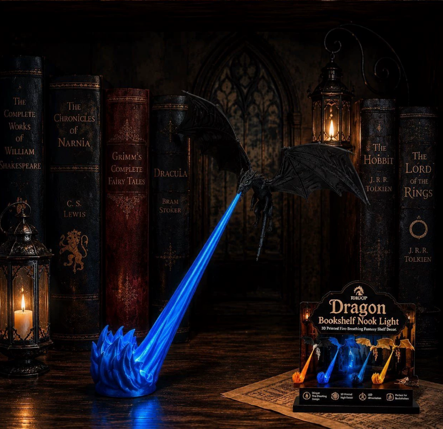 Dragon spitting flames desktop ornament