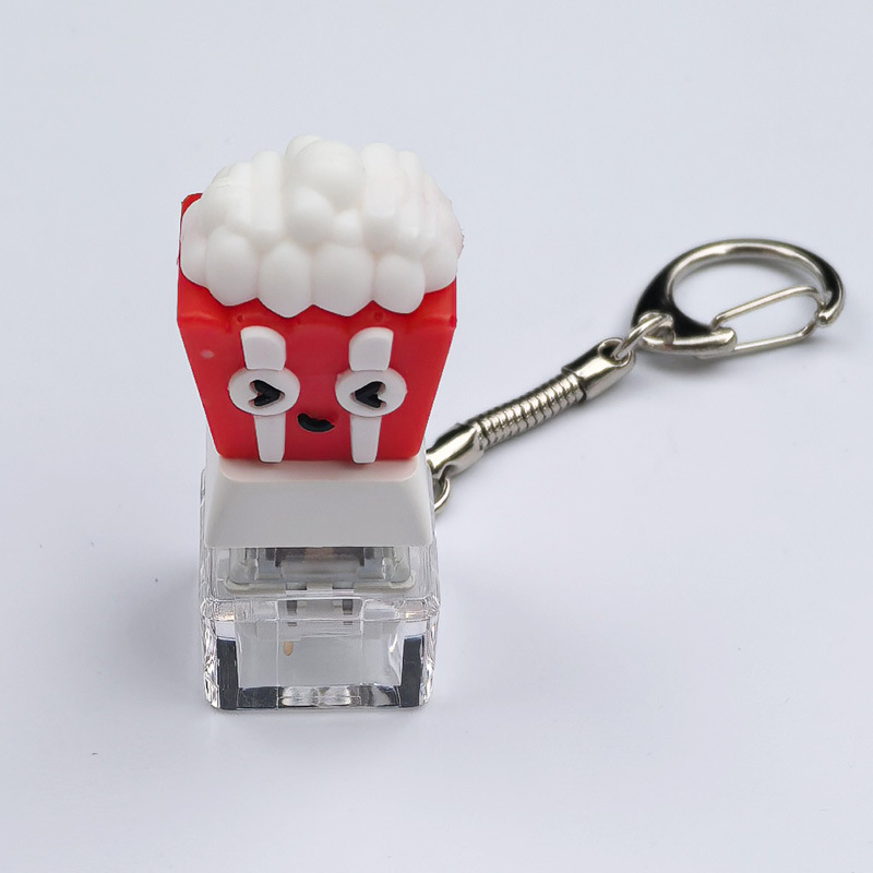 Hamburg Keyboard Keychain Fidget Toy, Mini Finger Button Clicker Decompression Toy, Cute French Fry Keycap Stress Relief Gifts