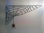 Halloween Spider Web Corner Decor – Black Hanging Spider Wall Decoration