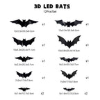 Halloween-style bat-shaped LED light wall sticker