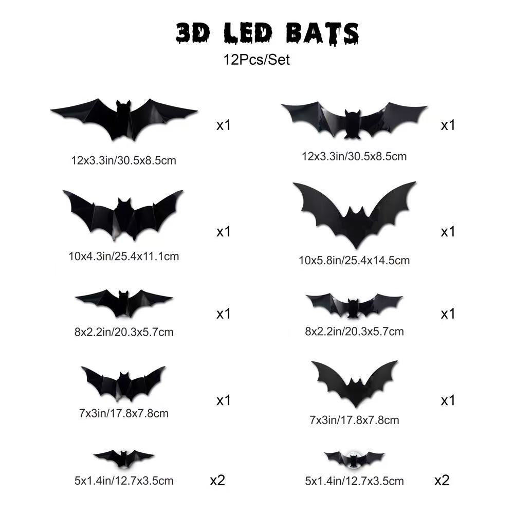 Halloween-style bat-shaped LED light wall sticker